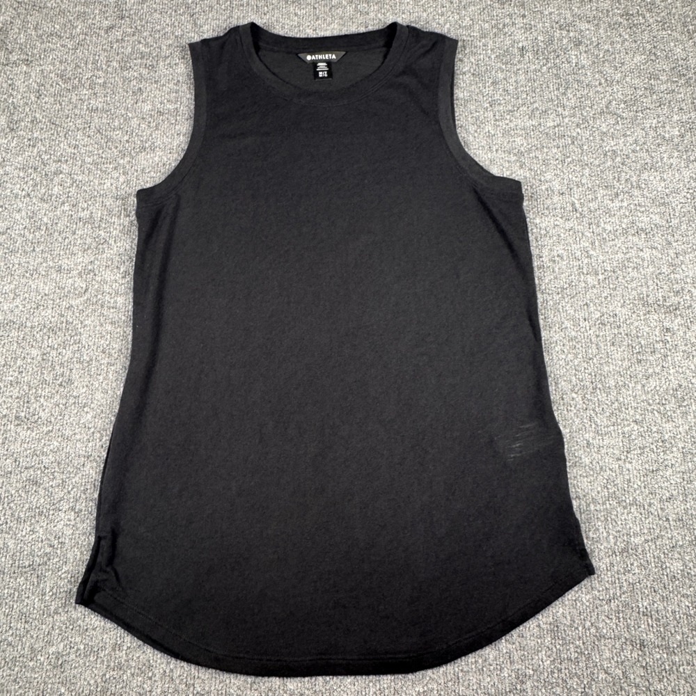 Athleta Breezy Tank Top Womens M/T Black Excellent Sleeveless Activewear Slub